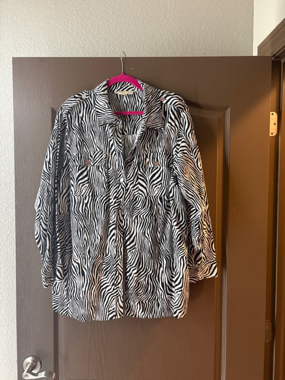 Michael Kors Zebra Print Shirt Jacket - Black & White